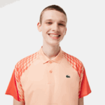 Men Lacoste V0ZN237 Light Orange Orange Red T7I Tennis x Novak Djokovic Tricolor Polo - Image 2
