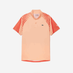 Men Lacoste V0ZN237 Light Orange Orange Red T7I Tennis x Novak Djokovic Tricolor Polo - Image 4