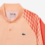 Men Lacoste V0ZN237 Light Orange Orange Red T7I Tennis x Novak Djokovic Tricolor Polo - Image 5