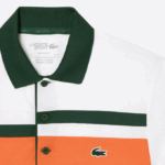Men Lacoste V0ZN239 White Orange Green T0I Sport Miami Open Edition Stripe Polo - Image 5