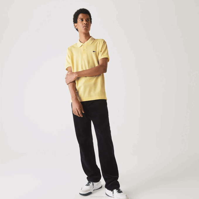 Men Lacoste V0ZN241 Yellow 107 Original L.12.12 Polo - Image 3