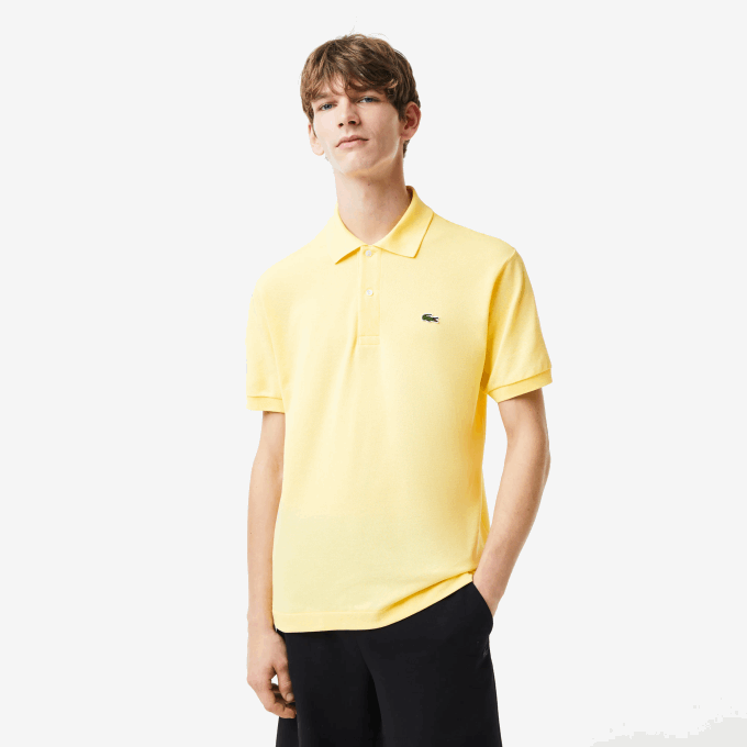 Men Lacoste V0ZN241 Yellow 107 Original L.12.12 Polo - Image 1