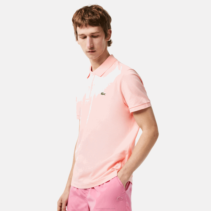 Men Lacoste V0ZN243 Pink KF9 Original L.12.12 Slim Fit Polo - Image 1