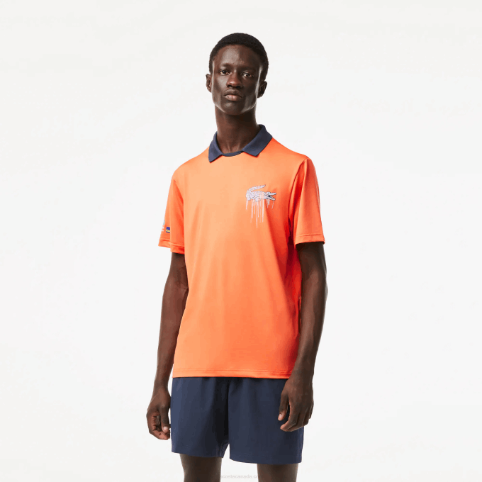 Men Lacoste V0ZN244 Orange 5QP Sport Miami Open Edition Polo - Image 1
