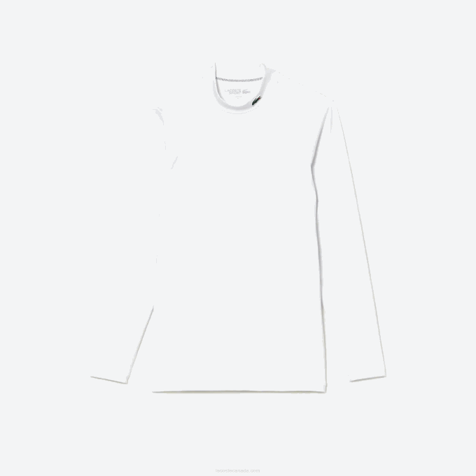 Men Lacoste V0ZN245 White 001 SPORT Long Sleeve Tight Fit T-Shirt - Image 4