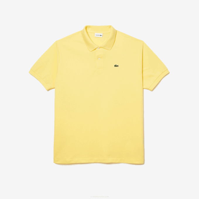 Men Lacoste V0ZN247 Yellow 107 Cotton Petit Pique Polo - Plus Size - Big - Image 1
