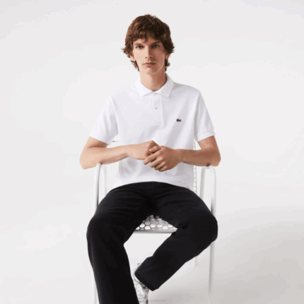 Men Lacoste V0ZN249 White 001 Original L.12.12 Polo with heavy cotton pique