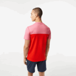 Men Lacoste V0ZN24 Pink Red Blue C1Y Tennis x Daniil Medvedev Jersey T-Shirt - Image 3