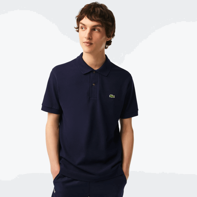 Men Lacoste V0ZN250 Navy Blue 166 Original L.12.12 Polo with heavy cotton pique - Image 1