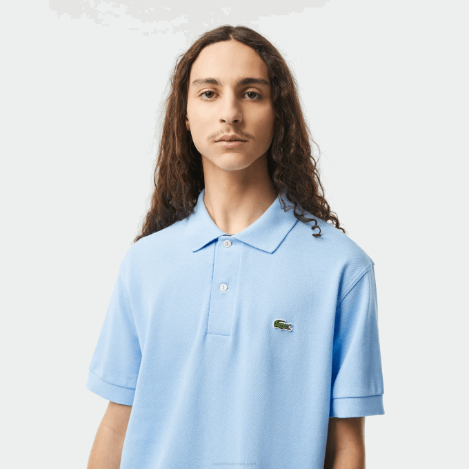 Men Lacoste V0ZN251 Blue HBP Original L.12.12 Polo with heavy cotton pique - Image 2