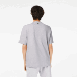 Men Lacoste V0ZN253 Grey Chine CCA Round Neck Loose Fit Crocodile Print T-Shirt - Image 3