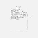 Men Lacoste V0ZN254 White 001 Round Neck Loose Fit Crocodile Print T-Shirt - Image 4