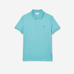 Men Lacoste V0ZN257 Turquoise BVG Regular Fit Pima Cotton Polo - Image 4