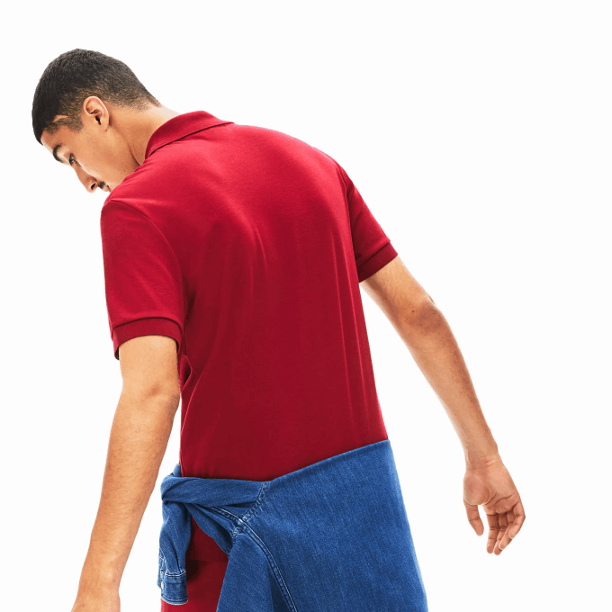 Men Lacoste V0ZN258 Bordeaux 476 Regular Fit Pima Cotton Polo - Image 2