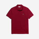 Men Lacoste V0ZN258 Bordeaux 476 Regular Fit Pima Cotton Polo - Image 3