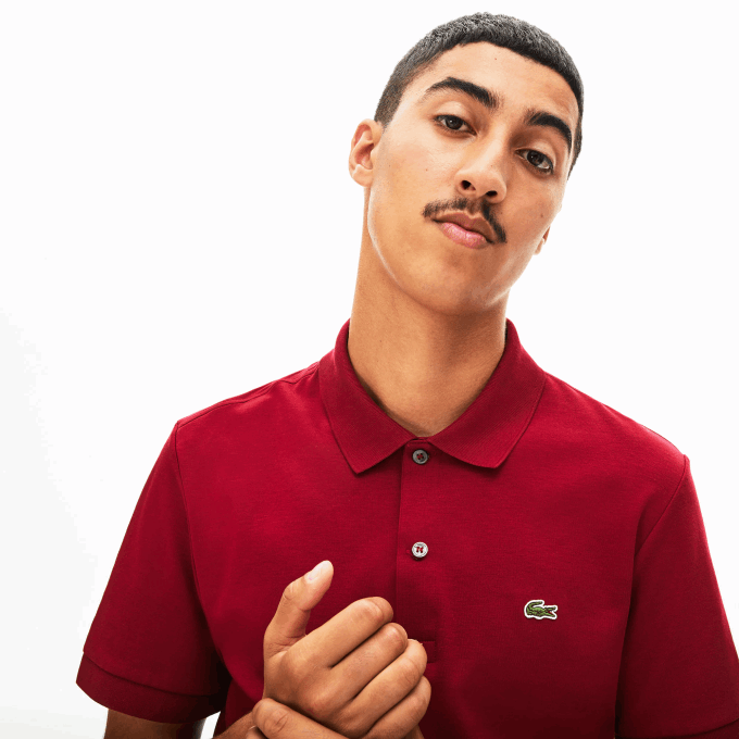 Men Lacoste V0ZN258 Bordeaux 476 Regular Fit Pima Cotton Polo - Image 4