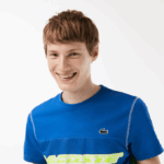 Men Lacoste V0ZN25 Blue Green White Yellow BUC Tennis x Daniil Medvedev Jersey T-Shirt - Image 2