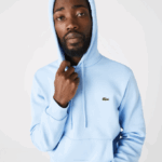 Men Lacoste V0ZN267 Blue HBP Organic Cotton Hooded Sweatshirt - Image 2
