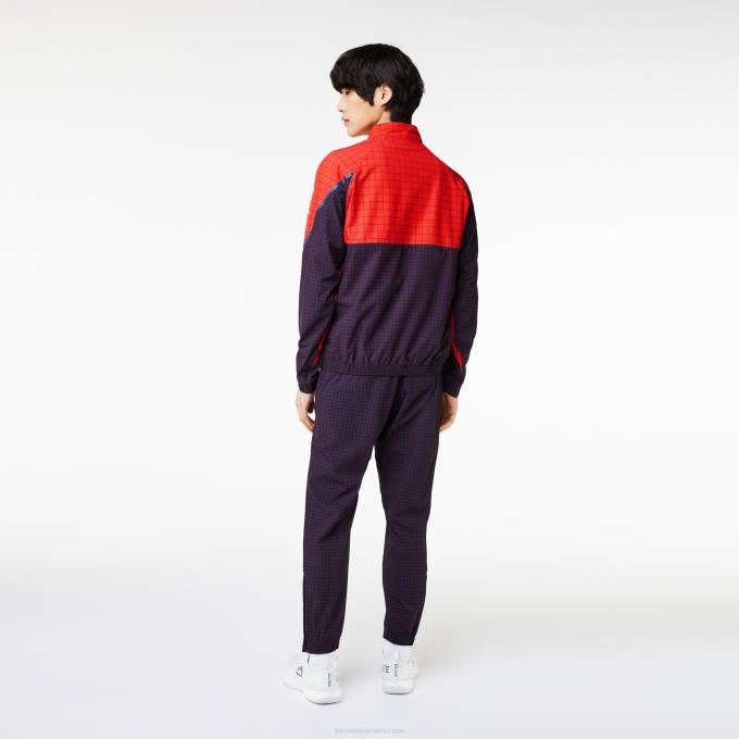 Men Lacoste V0ZN268 Red Navy Blue BQS Tennis x Novak Djokovic Jogger Set - Image 4