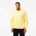 Men Lacoste V0ZN271 Yellow 107 Organic Brushed Cotton Sweatshirt - Image 4