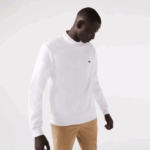 Men Lacoste V0ZN272 White 001 Organic Brushed Cotton Sweatshirt - Image 2