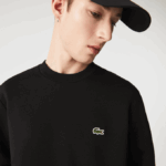 Men Lacoste V0ZN273 Black 031 Organic Brushed Cotton Sweatshirt - Image 3