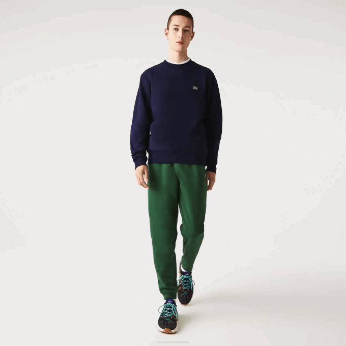 Men Lacoste V0ZN274 Navy Blue 166 Organic Brushed Cotton Sweatshirt - Image 2