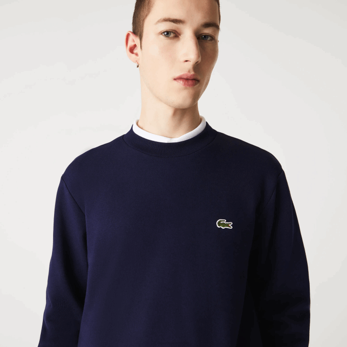 Men Lacoste V0ZN274 Navy Blue 166 Organic Brushed Cotton Sweatshirt - Image 1
