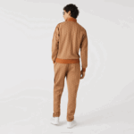 Men Lacoste V0ZN277 Beige Brown ZWM Regular Fit Monogram Print Zip Sweatshirt - Image 3