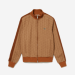 Men Lacoste V0ZN277 Beige Brown ZWM Regular Fit Monogram Print Zip Sweatshirt - Image 5