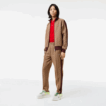 Men Lacoste V0ZN278 Beige Bordeaux MKJ Monogram Print Trackpants