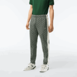 Men Lacoste V0ZN279 Green Beige 7M4 Monogram Print Trackpants - Image 2