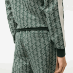 Men Lacoste V0ZN279 Green Beige 7M4 Monogram Print Trackpants - Image 4