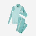 Men Lacoste V0ZN27 Light Green White Yellow XIA Tennis High Neck Jogger Set - Image 5
