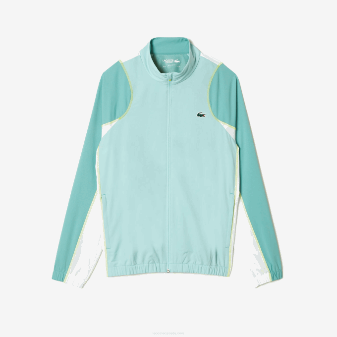 Men Lacoste V0ZN27 Light Green White Yellow XIA Tennis High Neck Jogger Set - Image 6