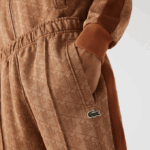 Men Lacoste V0ZN280 Beige Brown ZWM Monogram Print Trackpants - Image 4