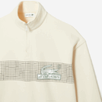 Men Lacoste V0ZN282 White XFJ Zip Neck Loose Fit Organic Cotton Sweatshirt - Image 5