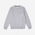 Men Lacoste V0ZN287 Grey Chine CCA Organic Brushed Cotton Sweatshirt - Image 4