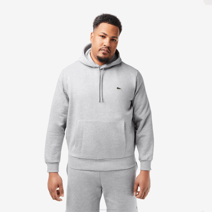 Men Lacoste V0ZN288 Grey Chine CCA Organic Cotton Hooded Sweatshirt - Image 6