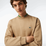 Men Lacoste V0ZN289 Beige CB8 Organic Brushed Cotton Sweatshirt - Image 2