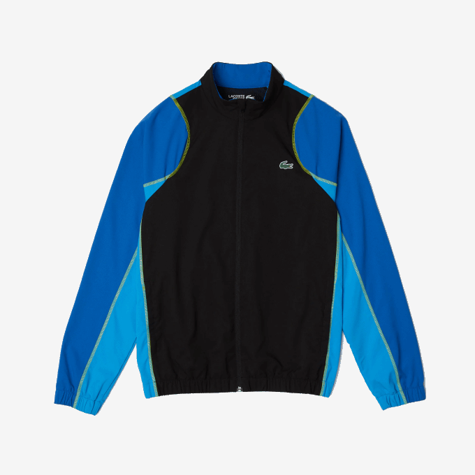 Men Lacoste V0ZN28 Black Blue Yellow AYF Tennis High Neck Jogger Set - Image 6
