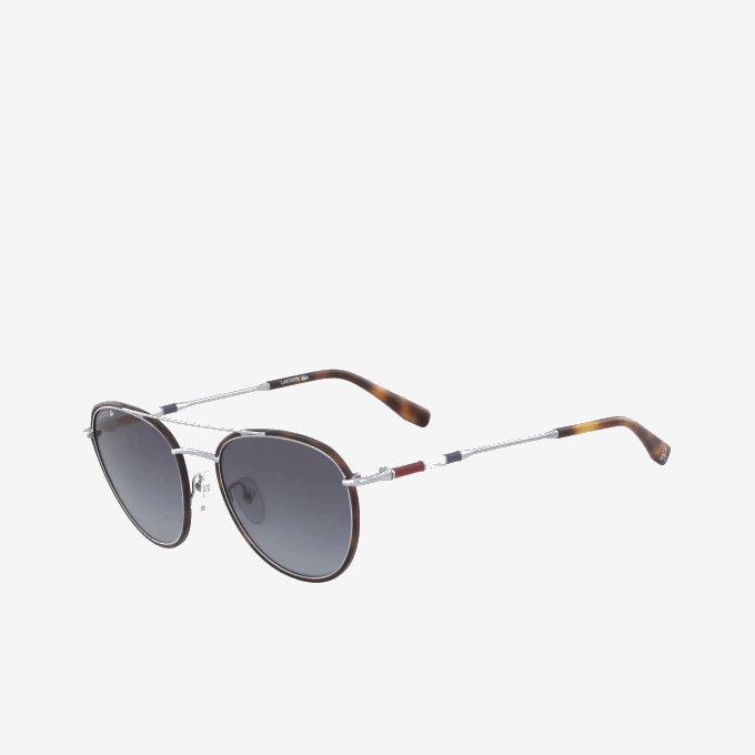 Men Lacoste V0ZN2913 Matte Silver 045 Oval Metal Novak Djokovic Collection Sunglasses - Image 3
