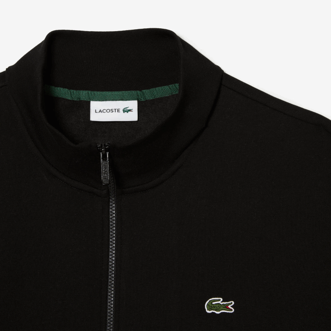 Men Lacoste V0ZN293 Black 031 Regular Fit Zipped Organic Cotton Sweatshirt - Plus Size - Tall - Image 2