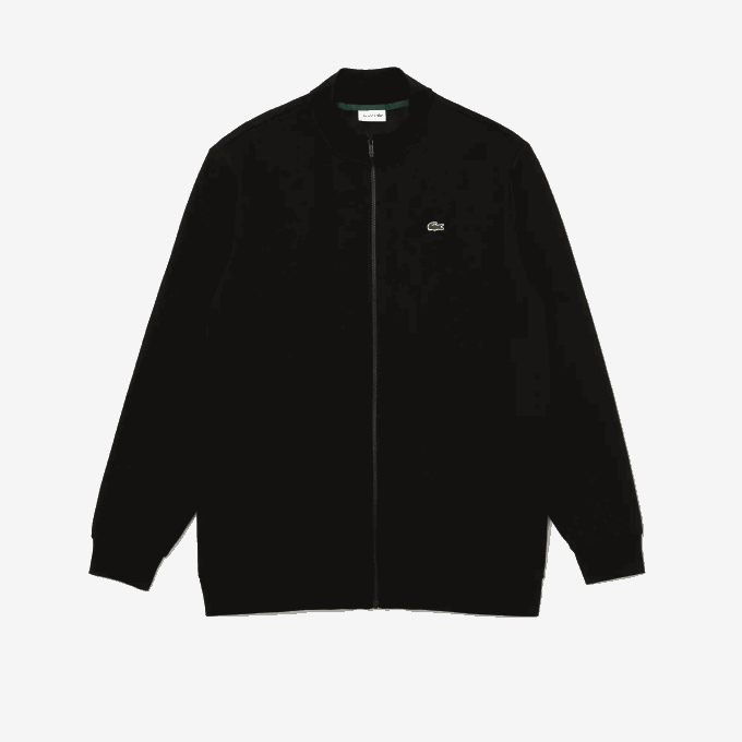 Men Lacoste V0ZN293 Black 031 Regular Fit Zipped Organic Cotton Sweatshirt - Plus Size - Tall - Image 1
