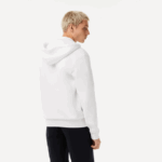 Men Lacoste V0ZN295 White 001 Kangaroo Pocket Fleece Zipped Sweatshirt - Image 3