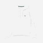Men Lacoste V0ZN295 White 001 Kangaroo Pocket Fleece Zipped Sweatshirt - Image 4