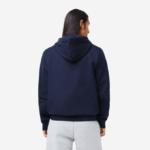 Men Lacoste V0ZN297 Navy Blue 166 Kangaroo Pocket Fleece Zipped Sweatshirt - Image 3
