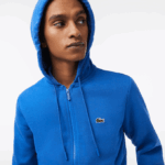 Men Lacoste V0ZN298 Blue KXB Kangaroo Pocket Fleece Zipped Sweatshirt - Image 2