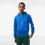 Men Lacoste V0ZN298 Blue KXB Kangaroo Pocket Fleece Zipped Sweatshirt