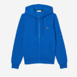 Men Lacoste V0ZN298 Blue KXB Kangaroo Pocket Fleece Zipped Sweatshirt - Image 4